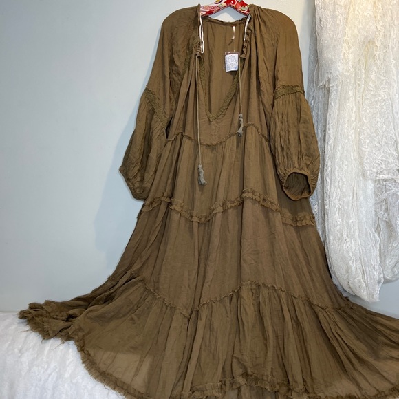 Free People In The Moment Ruffle Tiered Tassels Tie MIDI Dress - Picture 4 of 6